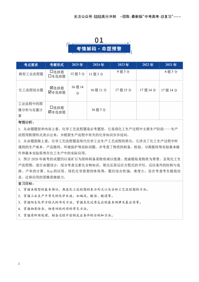 《第05讲工业流程题解题策略（复习讲义）（湖南专用）（教师版）_05-化学-高考总复习_一轮复习_2026年-化学高考一轮复习_2026年高考化学一轮课件+讲义+练习（湖南专用）-G331》第2页预览