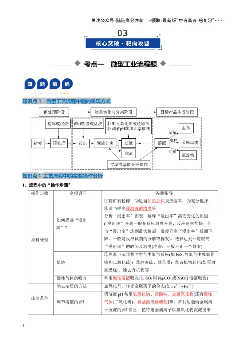 《第05讲工业流程题解题策略（复习讲义）（湖南专用）（教师版）_05-化学-高考总复习_一轮复习_2026年-化学高考一轮复习_2026年高考化学一轮课件+讲义+练习（湖南专用）-G331》第4页预览