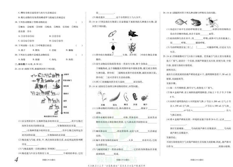 《金状元·提优好卷八年级下册生物北师版安徽专用_初中全科目同步习题+精品试卷（7-9年级）(1)_25秋初中生物《同步习题+精品试卷》_初中生物试卷（人教版）_《提优好卷》》第5页预览