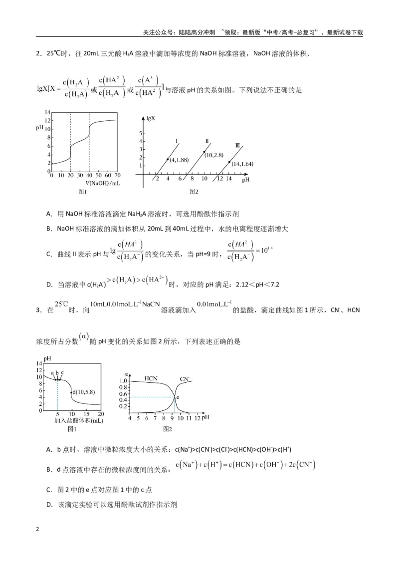 《猜押水溶液中的离子平衡曲线分析（学生版）_05-化学-高考总复习_专项复习_2025年_2025年高考化学抢押秘籍（陕西、山西、宁夏、青海专用）》第2页预览
