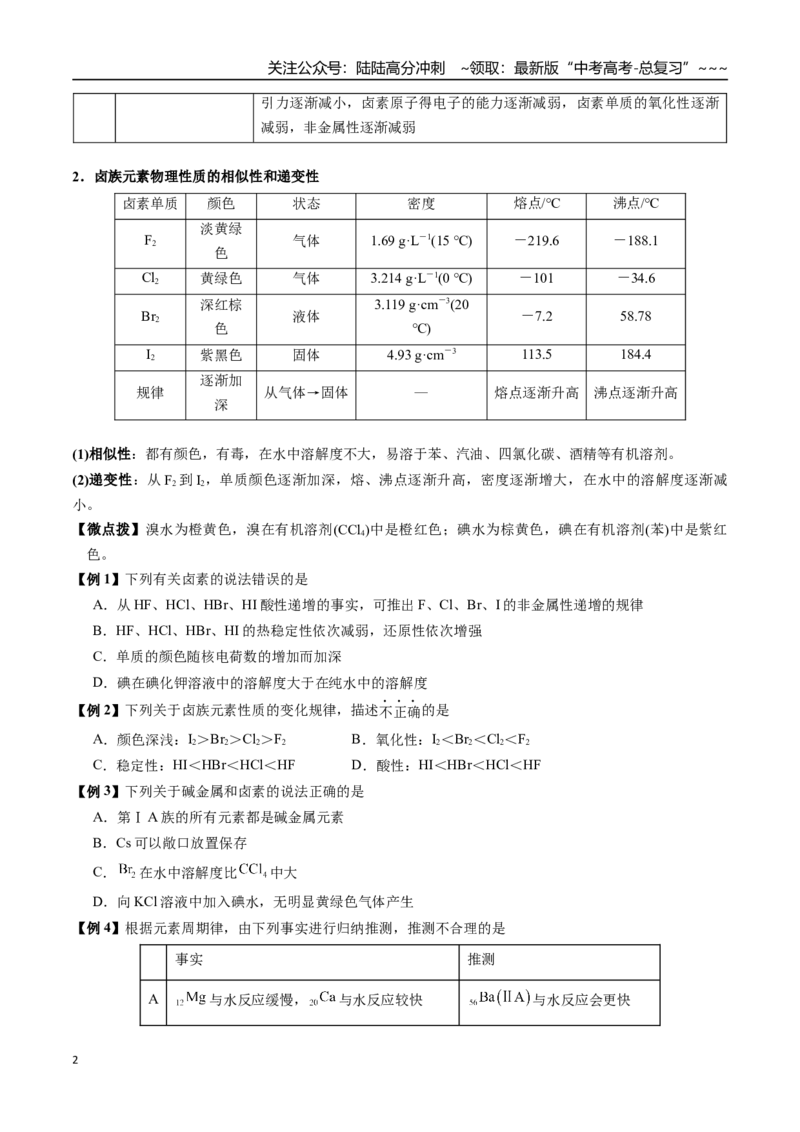 《第12讲卤族元素、溴和碘的提取（讲义+练习、学生版）-（新教材新高考）_05-化学-高考总复习_一轮复习_2026年-化学高考一轮复习_2026年高考化学精讲精练复习讲义（新教材新高考）-G353》第2页预览