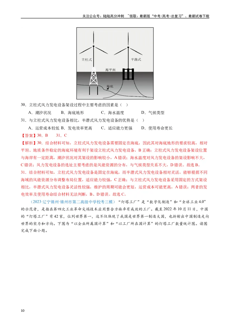 《专练24工业生产活动60题（全国通用）（解析版）_07-地理-高考总复习_专项复习_2024年_2024年高考地理总复习高频考点提分必刷题全国通用_资料》第10页预览