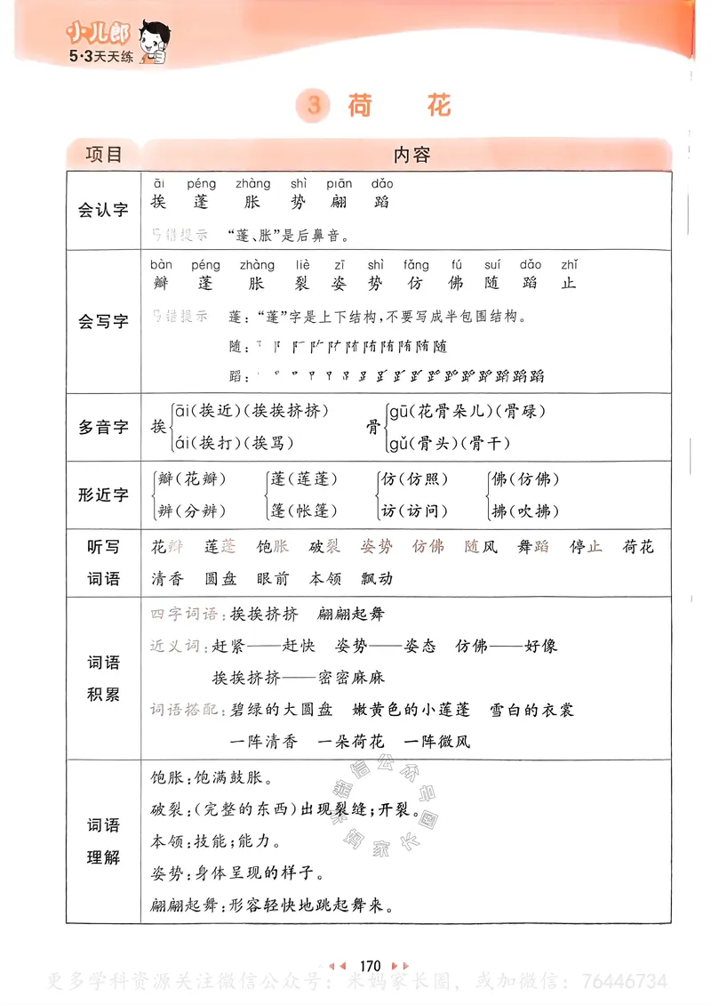 《063.24春语文53天天练三年级下册课堂笔记公众号：米妈家长圈_小学1-6年级全科全套_1-6年级全科下册_三年级_其他补充资料_语文资料》第7页预览