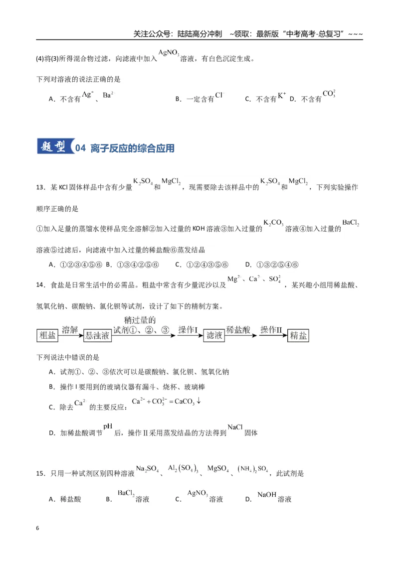 《第03讲离子共存、离子的检验与推断（专项训练）（福建专用）（学生版）_05-化学-高考总复习_一轮复习_2026年-化学高考一轮复习_2026年高考化学一轮课件+讲义+练习（福建专用）-G328》第6页预览