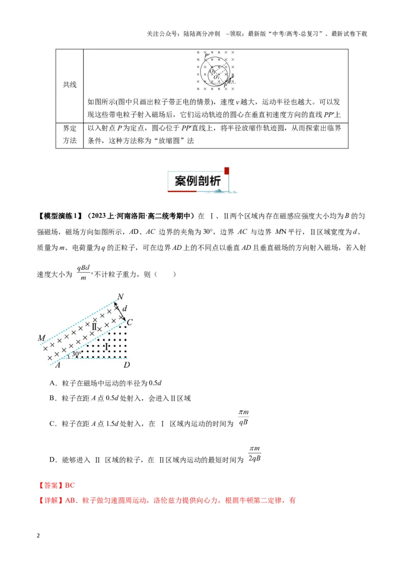 《专题03动态圆模型（教师版）_04-物理-高考总复习_专项复习_2025年_2025年高中高考物理模型与方法_资料_3高中（全册）_选择性必修第二册》第2页预览