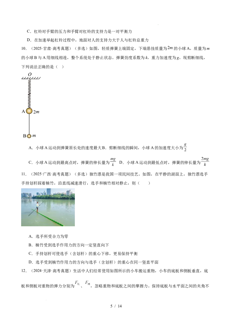 《专题03运动和力的关系（3年汇编）（全国通用）（原卷版）_小初高学习资料合集（每天更新）_高考物理真题（2024-2026）分类汇编》第5页预览