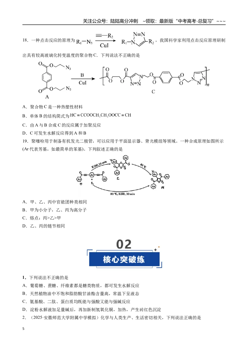 《第04讲生物大分子、合成高分子（专项训练）（安徽专用）（学生版）_05-化学-高考总复习_一轮复习_2026年-化学高考一轮复习_2026年高考化学一轮课件+讲义+练习（安徽专用）-G326》第5页预览