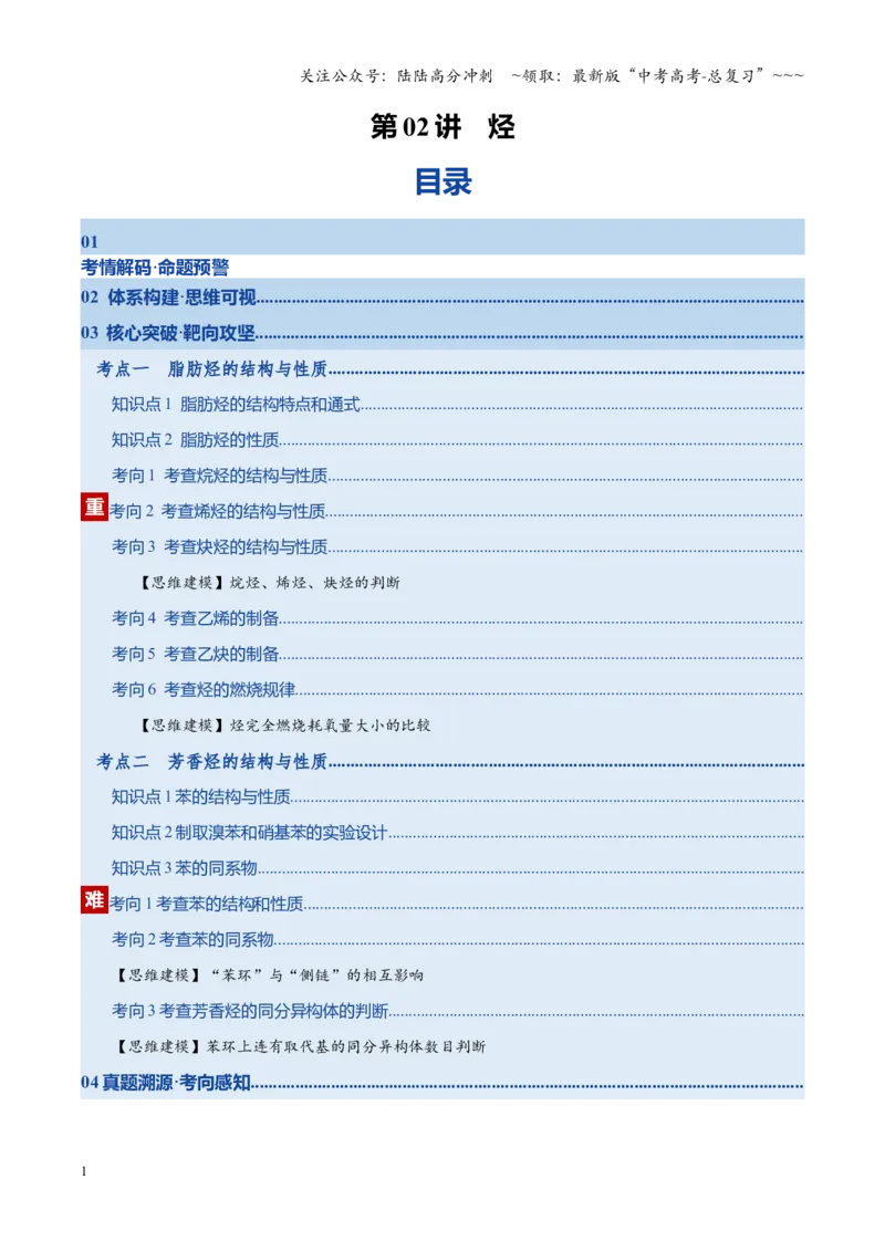 《第02讲烃（复习讲义）（湖南专用）（学生版）_05-化学-高考总复习_一轮复习_2026年-化学高考一轮复习_2026年高考化学一轮课件+讲义+练习（湖南专用）-G331》第1页预览