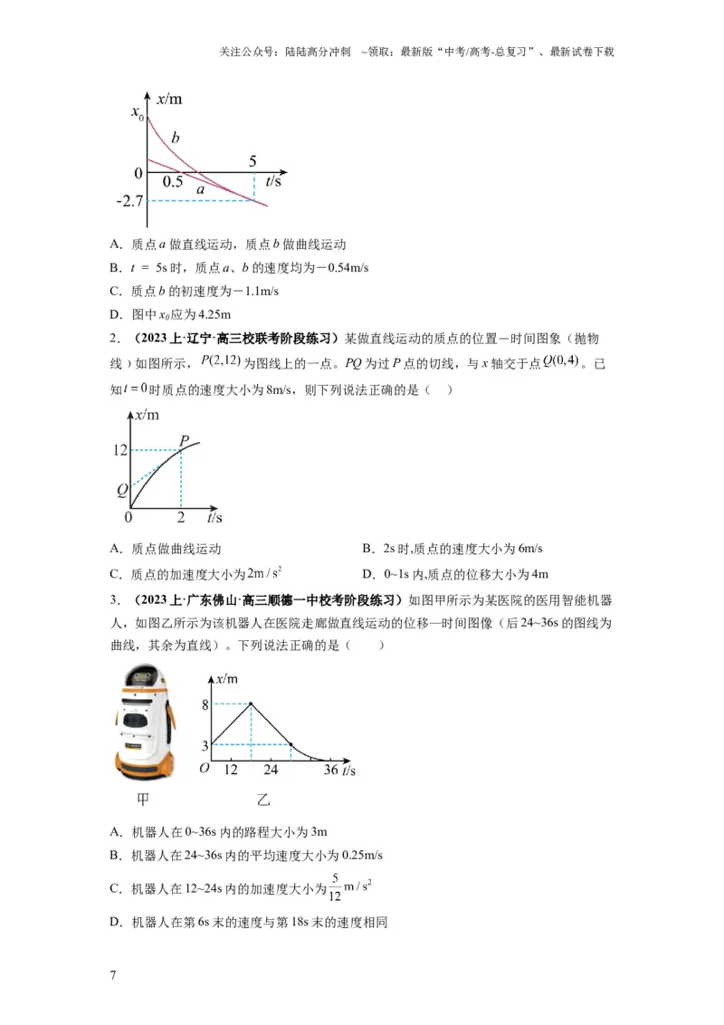 《专题02匀变速直线运动的规律及图像（原卷版）_04-物理-高考总复习_二轮复习_2024年_2024高考物理二轮复习热点题型归纳与变式演练解题_资料》第7页预览