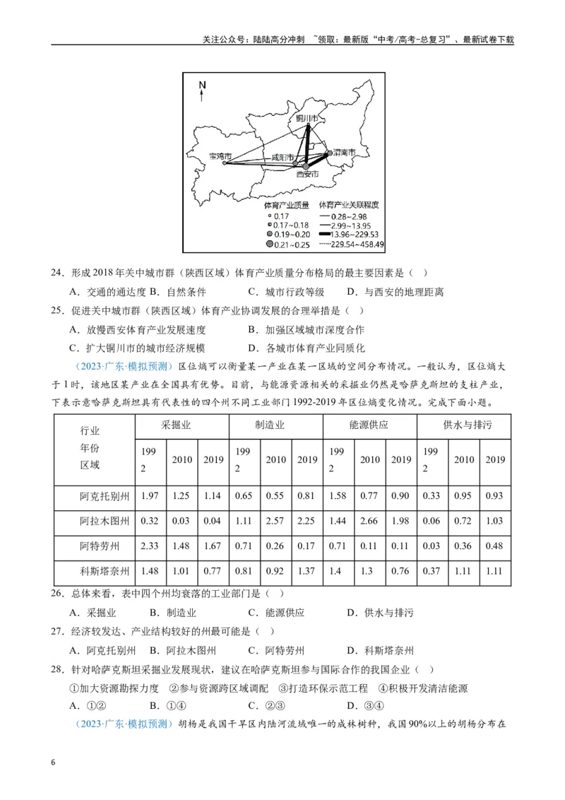 《专练26区域可持续发展60题（全国通用）（原卷版）_07-地理-高考总复习_专项复习_2024年_2024年高考地理总复习高频考点提分必刷题全国通用_资料》第6页预览