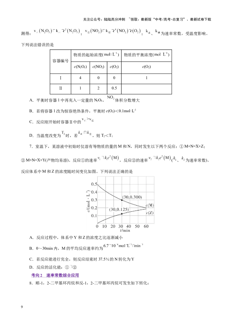 《热点专项平衡常数(或速率常数)的计算及应用（学生版）_05-化学-高考总复习_二轮复习_2025年_2025年高考化学二轮复习课件+讲义+练习（新高考通用）》第9页预览