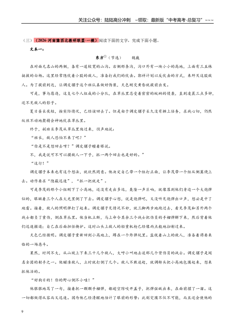 《专题02文学类文本阅读（两大主题）（河南专用）（学生版）_专项复习_2026年-语文专项复习_2026年高考语文一模试题分类汇编（河南专用）-G234_2026版》第9页预览