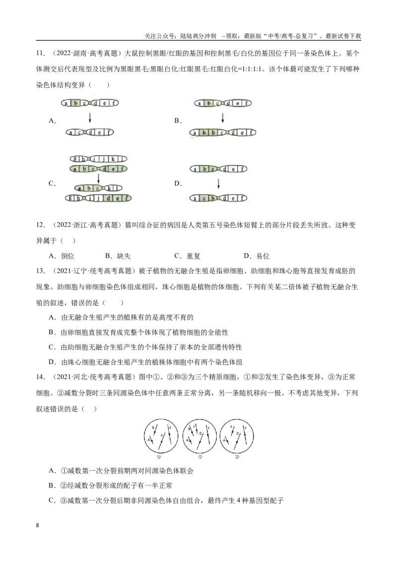 《专题09生物变异与进化（学生版）_06-生物-高考总复习_专项复习_2024年_2024年高考生物总复习核心题型解读与全攻略新教材_资料》第8页预览