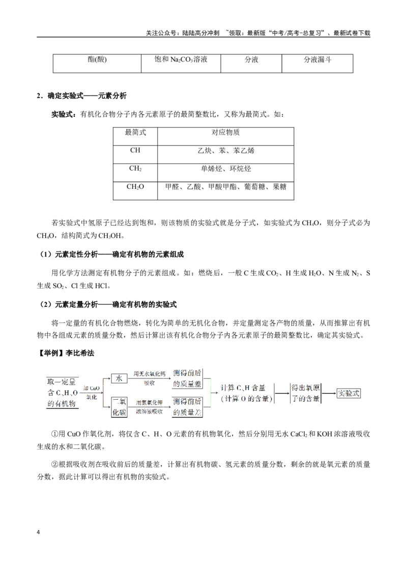 《考点54有机化合物的研究步骤和方法（学生版）（新教材新高考）_05-化学-高考总复习_一轮复习_2025年_2025年高考化学一轮·考点讲义练习复习讲义（新教材新高考）_资料》第4页预览