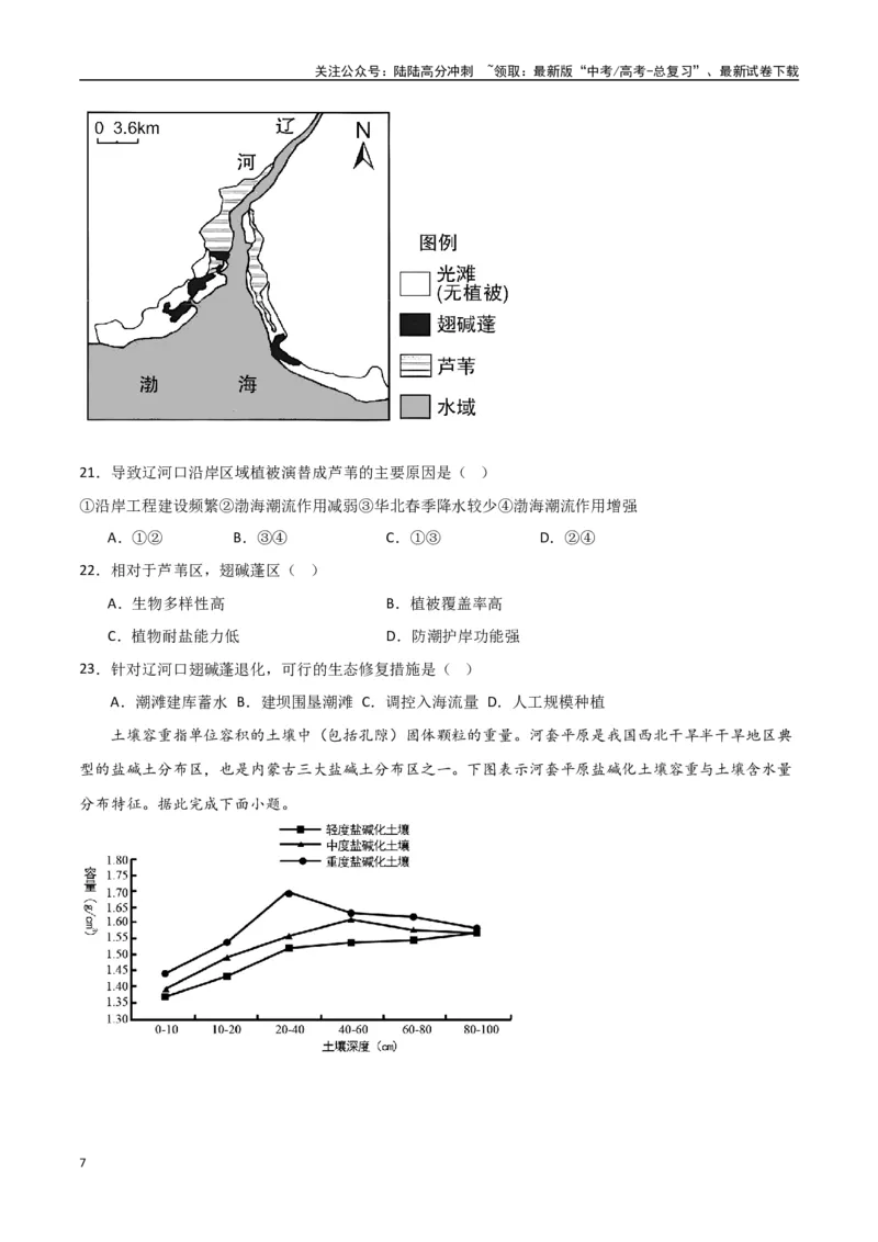 《专题20资源环境与区域发展（高频选择题50题）-（全国通用）（原卷版）_07-地理-高考总复习_一轮复习_2024年_2024年高考地理一轮题型突破训练（全国通用）_资料_1-资料》第7页预览