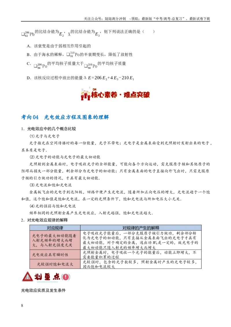 《专题13光电效应及原子结构模型（讲义）（原卷版）_04-物理-高考总复习_二轮复习_2024年_2024年高考物理二轮复习高频考点追踪与预测（新高考专用）_讲义》第8页预览