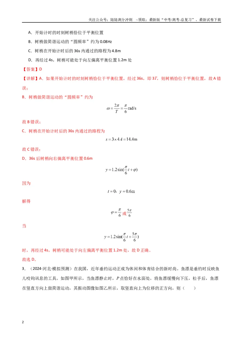 《专题09机械振动与机械波（解析版）_04-物理-高考总复习_专项复习_2024年_2024届新高考物理冲刺专项训练300题_资料》第2页预览