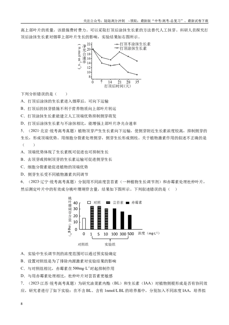 《专题11植物激素（学生版）_06-生物-高考总复习_专项复习_2024年_2024年高考生物总复习核心题型解读与全攻略新教材_资料》第8页预览