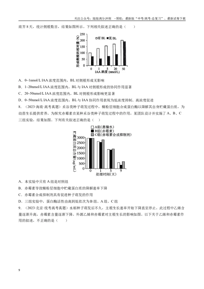 《专题11植物激素（学生版）_06-生物-高考总复习_专项复习_2024年_2024年高考生物总复习核心题型解读与全攻略新教材_资料》第9页预览