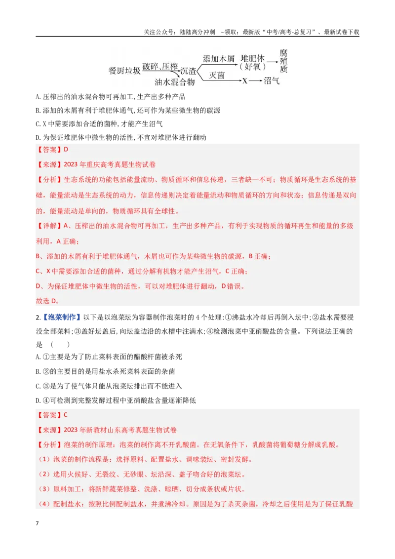 《专题11发酵工程与细胞工程（教师版）_06-生物-高考总复习_专项复习_2025年_2025年高考生物重难点讲义专练（西北四省专用）》第7页预览