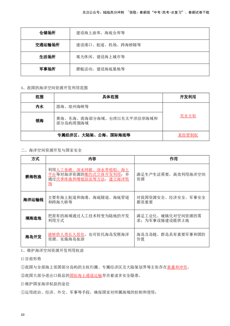 《专题20资源与国家安全-2024年高考地理一轮复习知识清单_07-地理-高考总复习_一轮复习_2024年_2024年高考地理一轮复习知识清单必背总结全国通用_资料》第10页预览