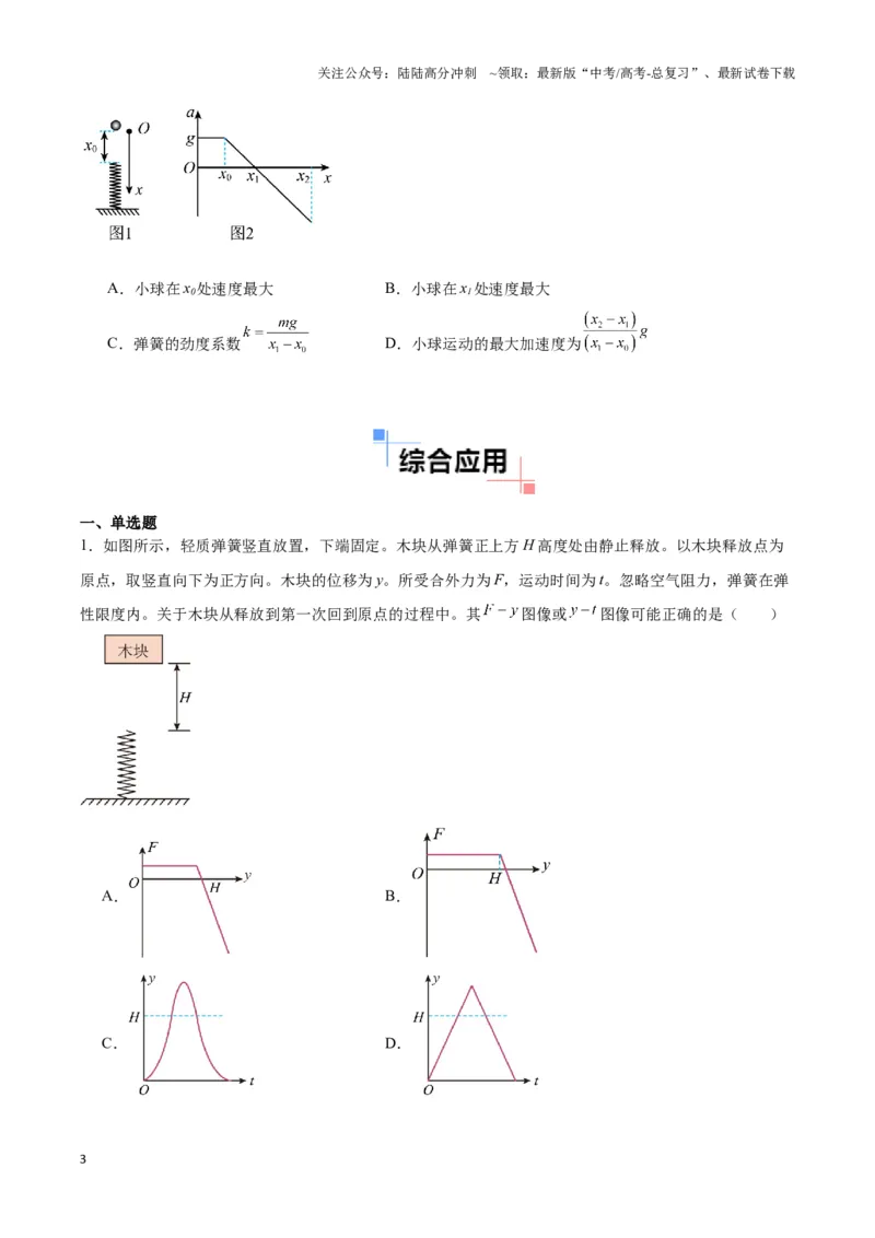 《专题10小球弹簧模型（学生版）_04-物理-高考总复习_专项复习_2025年_2025年高中高考物理模型与方法_资料_3高中（全册）_必修第一册》第3页预览