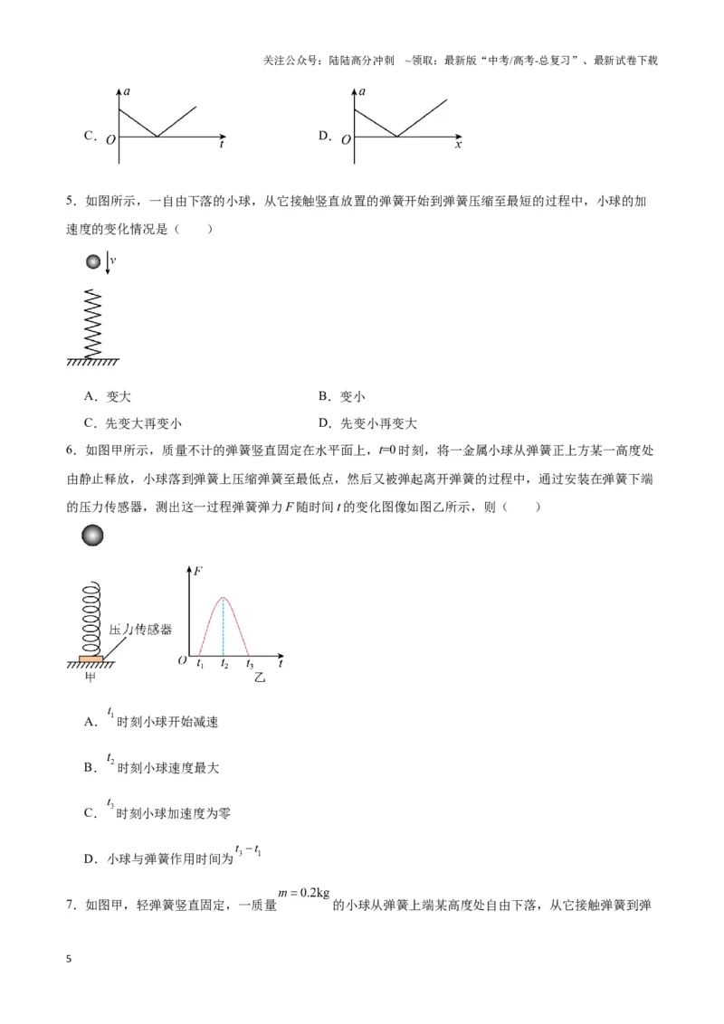 《专题10小球弹簧模型（学生版）_04-物理-高考总复习_专项复习_2025年_2025年高中高考物理模型与方法_资料_3高中（全册）_必修第一册》第5页预览
