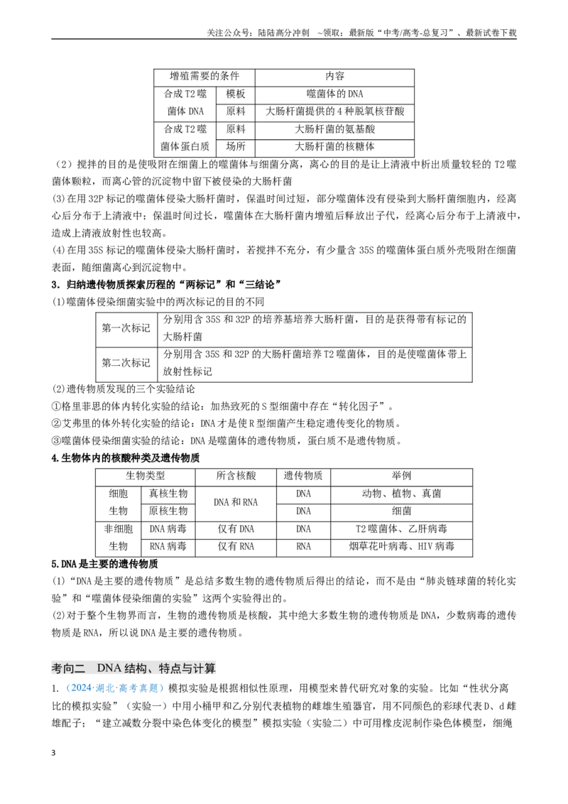 《专题06遗传的物质基础-（新高考通用）（原卷版）_06-生物-高考总复习_专项复习_2024年_2024年高考生物真题题源解密（新高考通用）》第3页预览