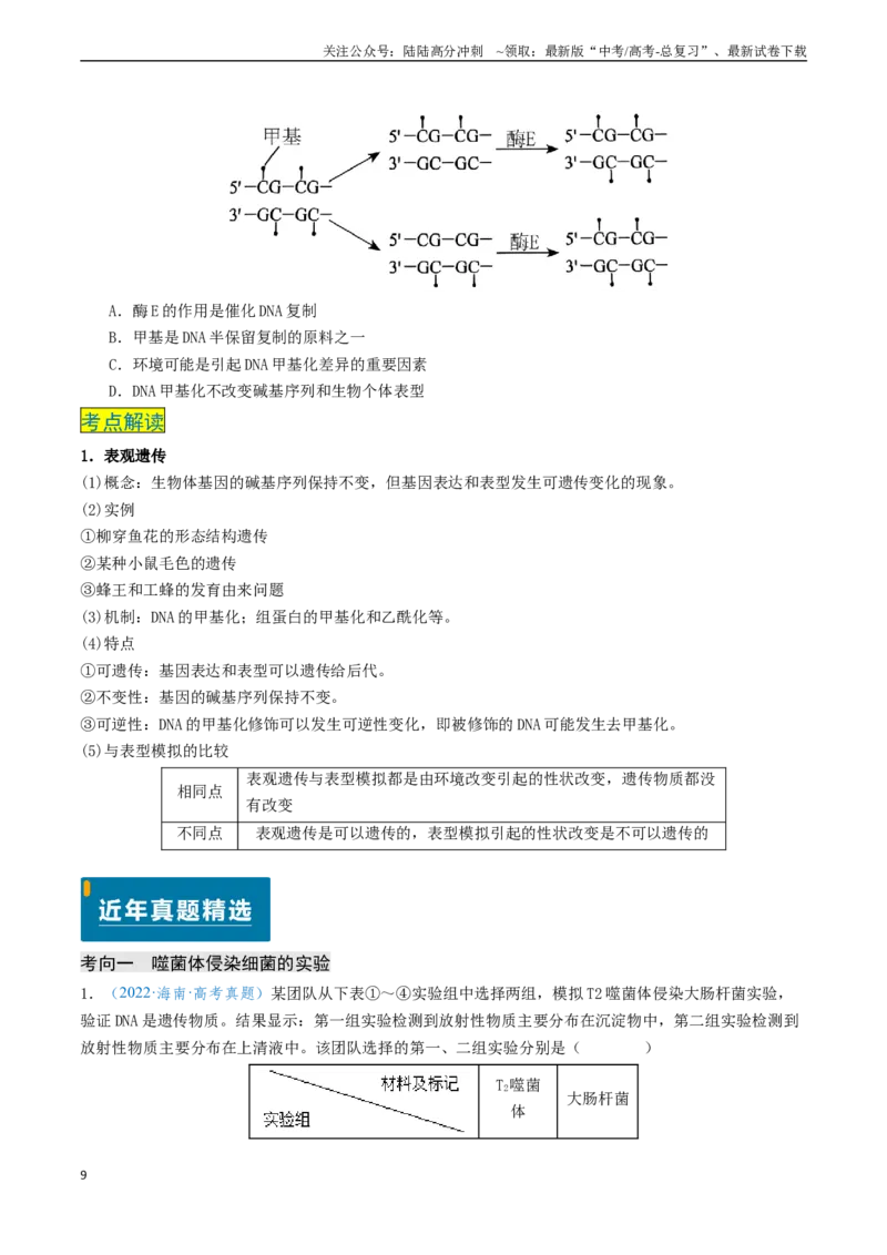 《专题06遗传的物质基础-（新高考通用）（原卷版）_06-生物-高考总复习_专项复习_2024年_2024年高考生物真题题源解密（新高考通用）》第9页预览