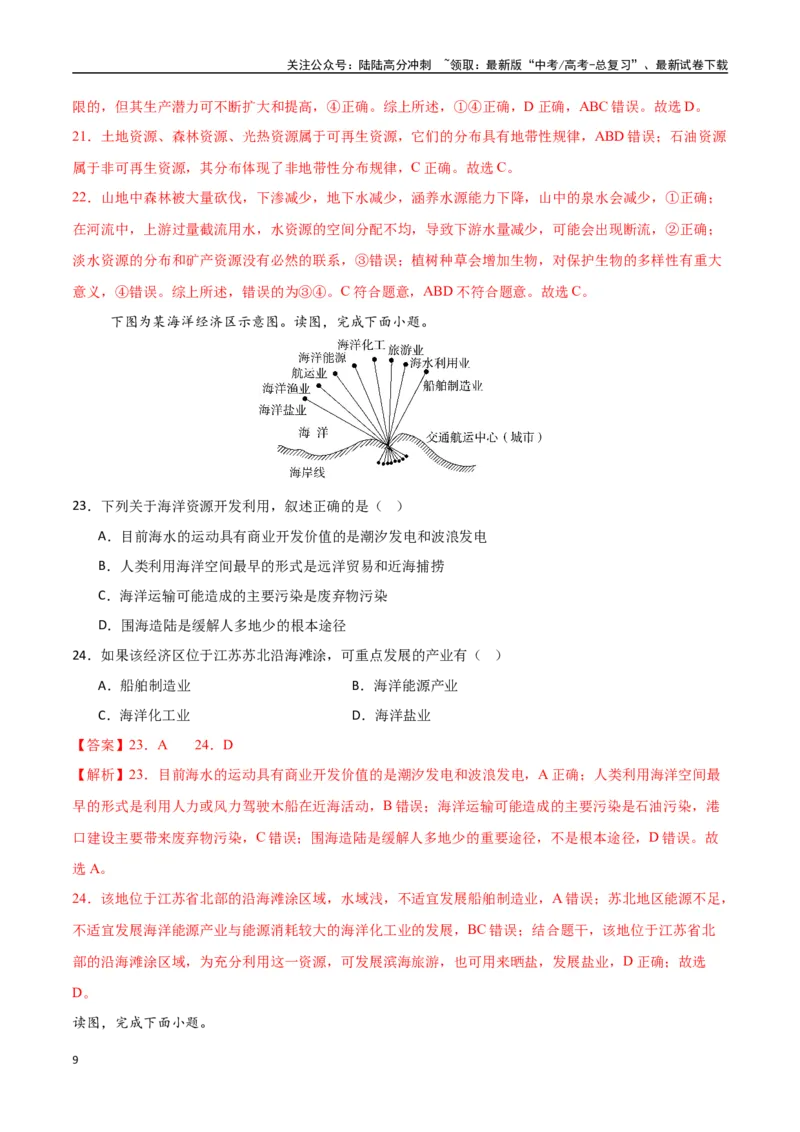 《专题23资源安全、环境安全与国家安全（高频选择题50题）-（新高考通用）（教师版）_07-地理-高考总复习_一轮复习_2025年_2025年高考地理一轮题型必刷题（新高考通用）》第9页预览