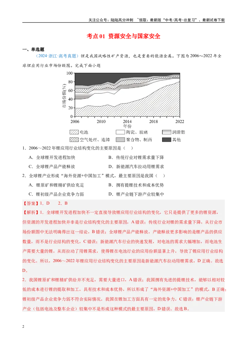 《专题13资源、环境和国家安全解析版_07-地理-高考总复习_专项复习_2025年_五年2020-2024高考真题分类汇编高考地理真题分类汇编（全国通用）》第2页预览
