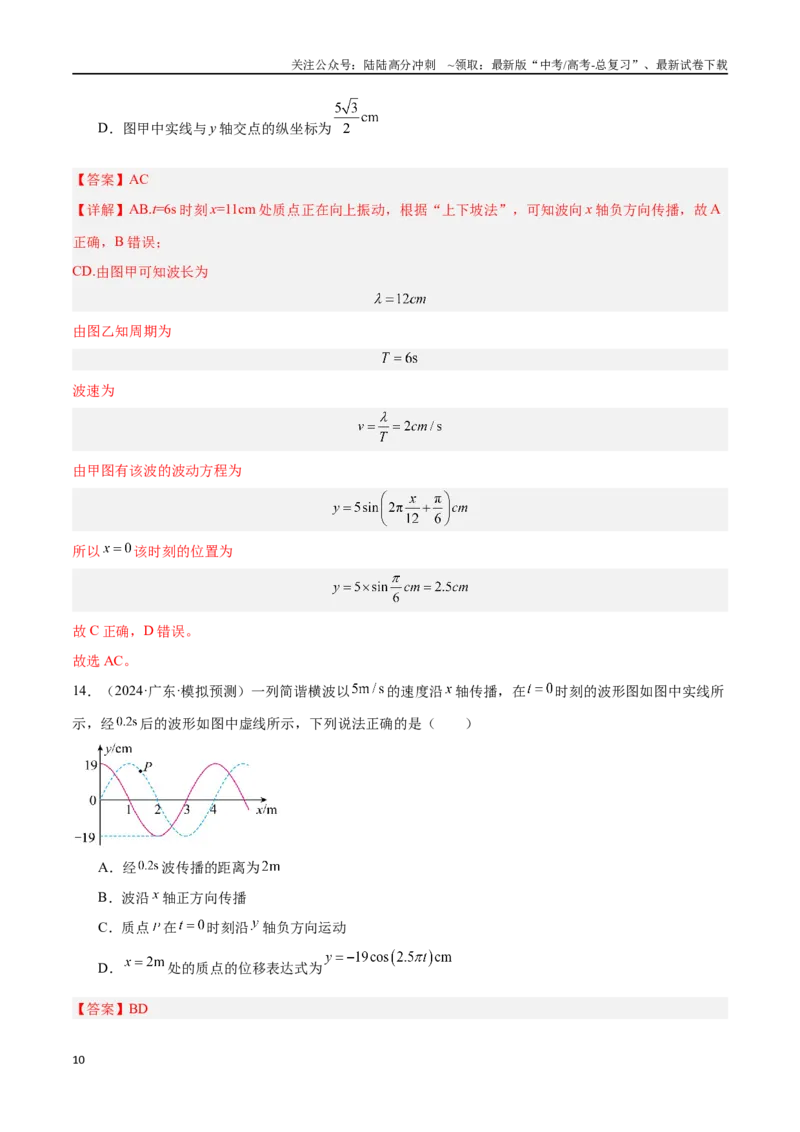 《专题10机械振动和机械波（解析版）_04-物理-高考总复习_专项复习_2024年_2024年高考物理考点冲刺专练_资料_1-资料》第10页预览