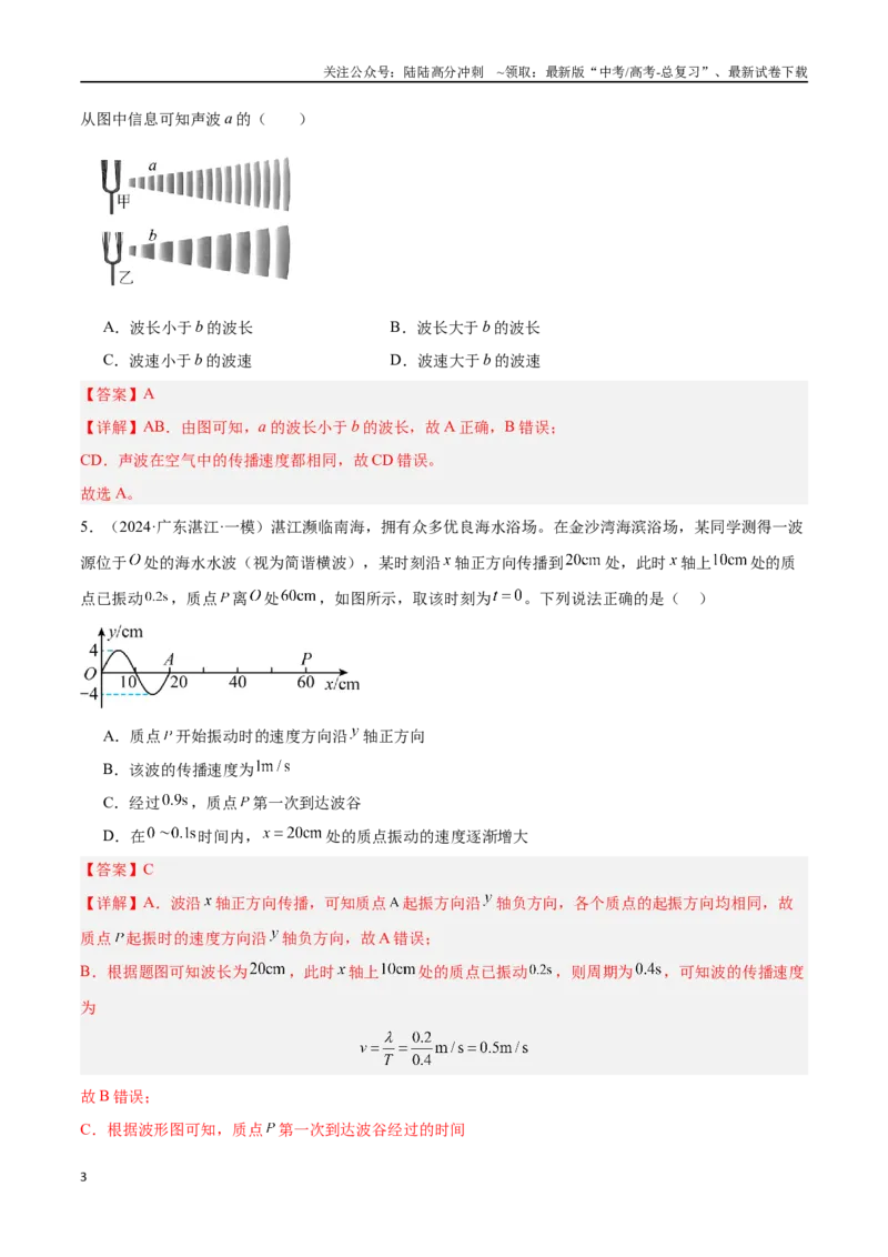 《专题10机械振动和机械波（解析版）_04-物理-高考总复习_专项复习_2024年_2024年高考物理考点冲刺专练_资料_1-资料》第3页预览