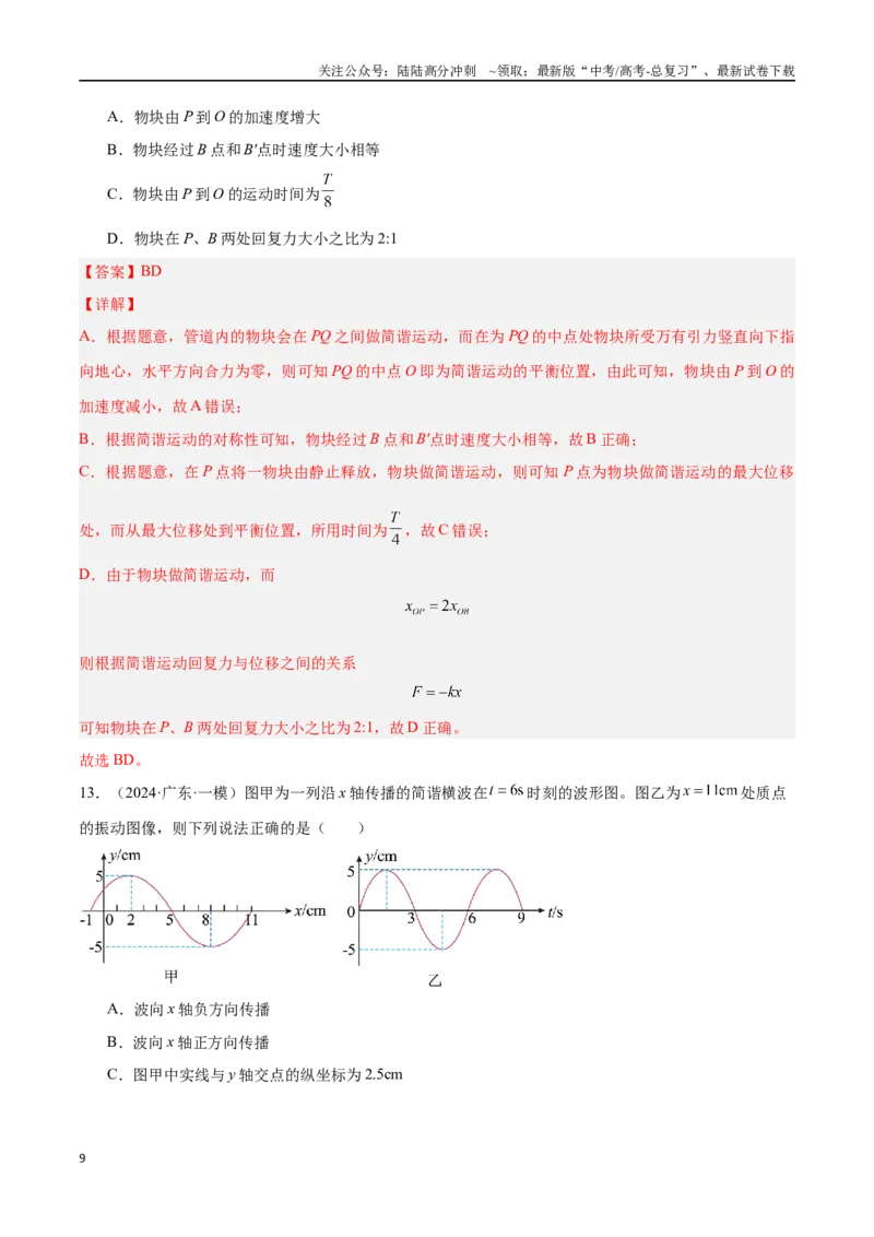 《专题10机械振动和机械波（解析版）_04-物理-高考总复习_专项复习_2024年_2024年高考物理考点冲刺专练_资料_1-资料》第9页预览