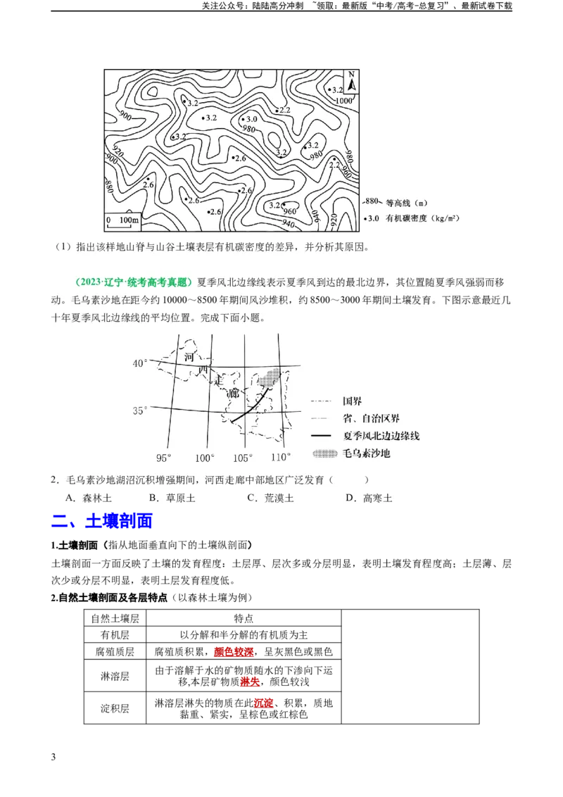 《专题20土壤的考察热点及答题技巧解读（原卷版）-2024年高考地理二轮热点题型归纳与变式演练（新高考通用）_07-地理-高考总复习_二轮复习_2024年_资料》第3页预览