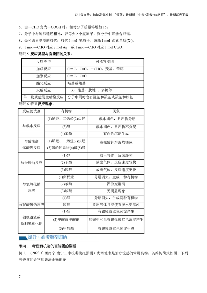 《第41讲有机推断与有机合成路线设计（讲义）（原卷版）_05-化学-高考总复习_一轮复习_2024年_2024年高考化学一轮复习讲练测(课件+讲义+练习)（新高考）_讲义+练习》第7页预览