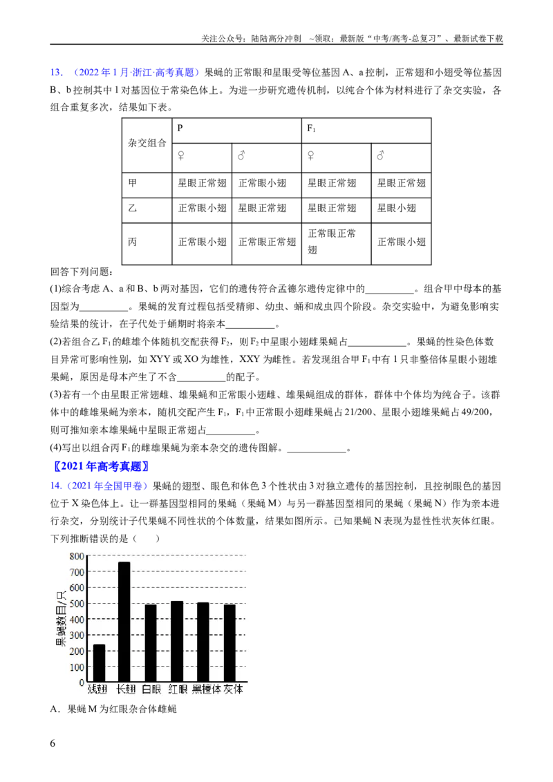 《专题11伴性遗传和人类遗传病-五年（2019-2023）高考生物真题分项汇编（全国通用）（学生版）_06-生物-高考总复习_专项复习_2024年_2019-2023高考生物五年真题分项汇编（全国通用）》第6页预览