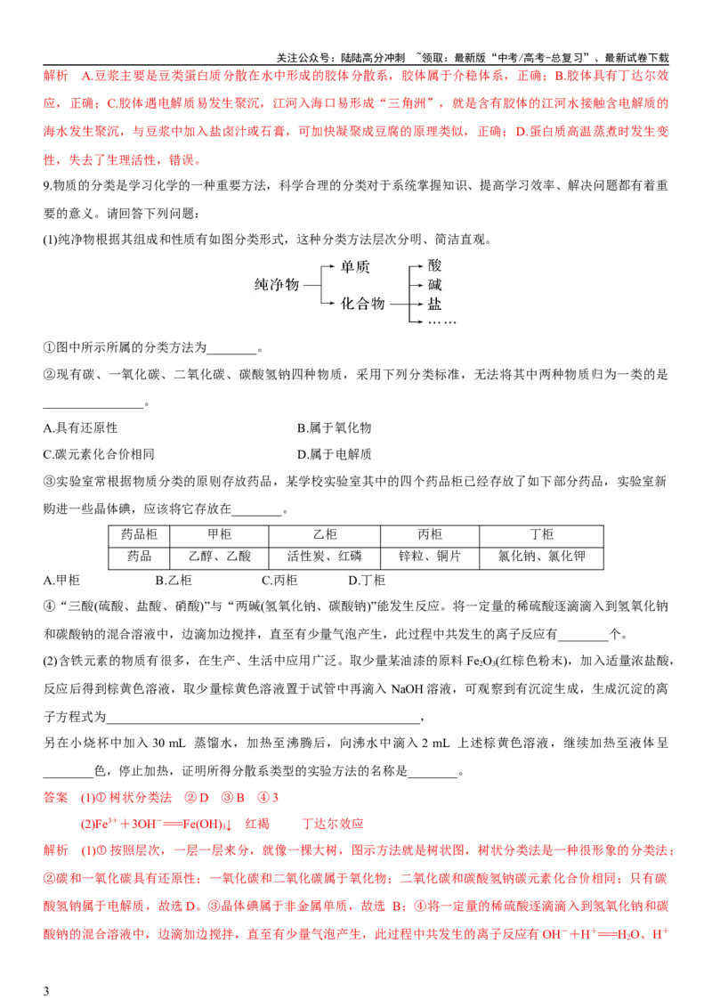 《第3讲物质的组成、性质和分类（教师版）_05-化学-高考总复习_一轮复习_2024年_2024高考化学大一轮复习课件PPT习题专练教师学生_习题》第3页预览