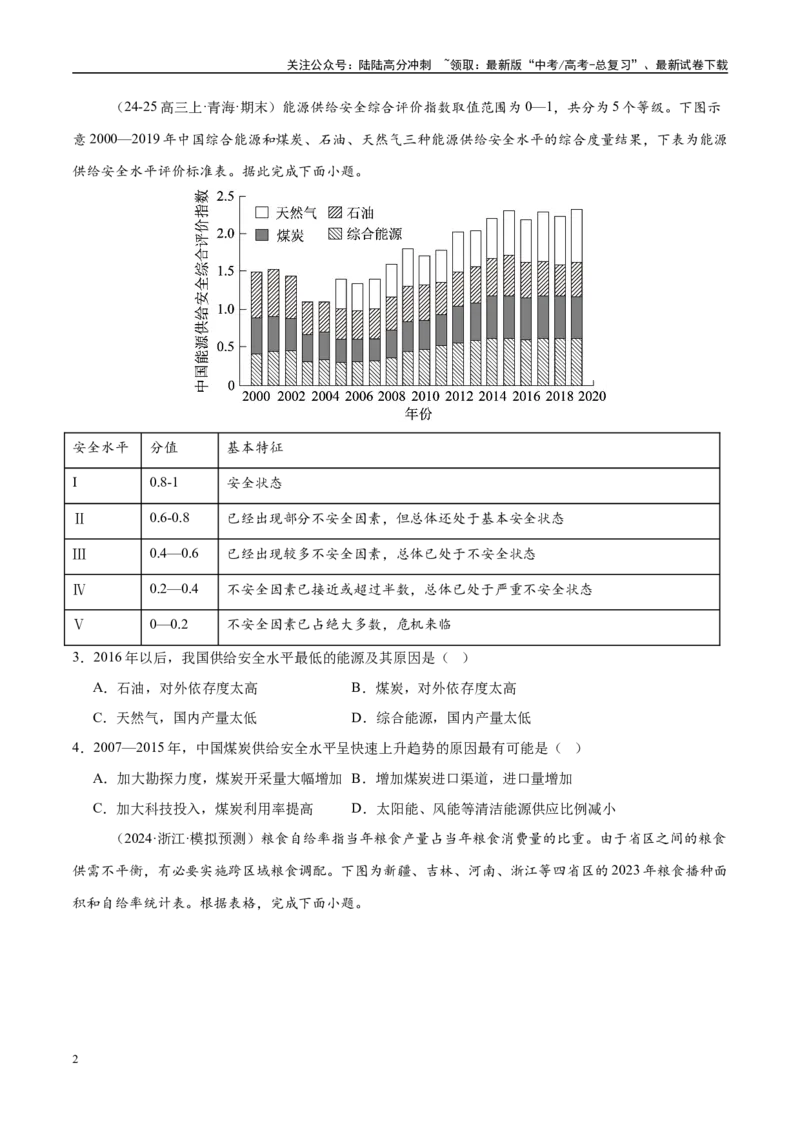 《专题11资源、环境与国家安全（练习）（学生版）_07-地理-高考总复习_二轮复习_2025年_2025年高考地理二轮复习课件+讲义+练习（新高考通用）_专题11资源、环境与国家安全》第2页预览