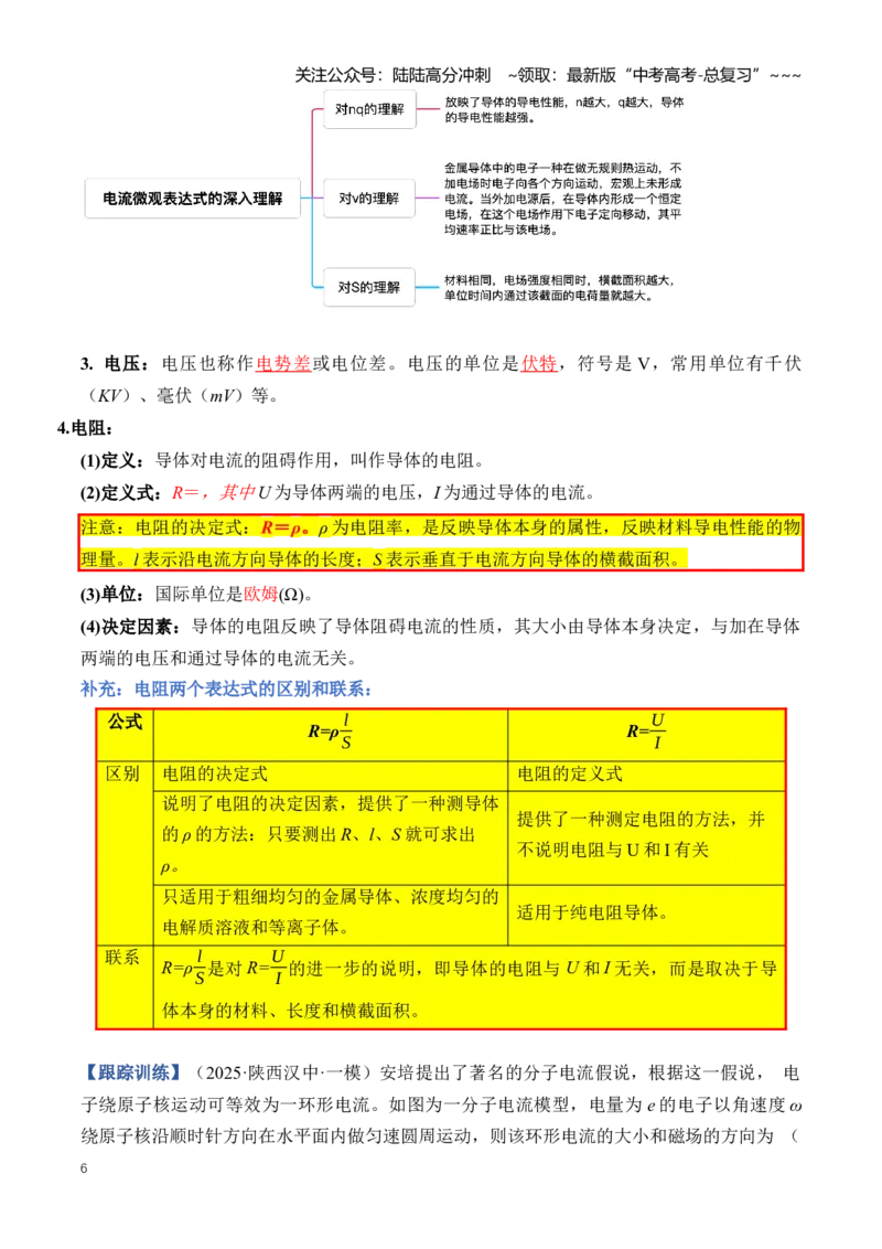 《专题11恒定电流（知识清单）（全国通用）（学生版）_04-物理-高考总复习_一轮复习_2026年-物理高考一轮复习_2026年高考物理一轮复习知识清单（全国通用）-G56_2026版》第6页预览