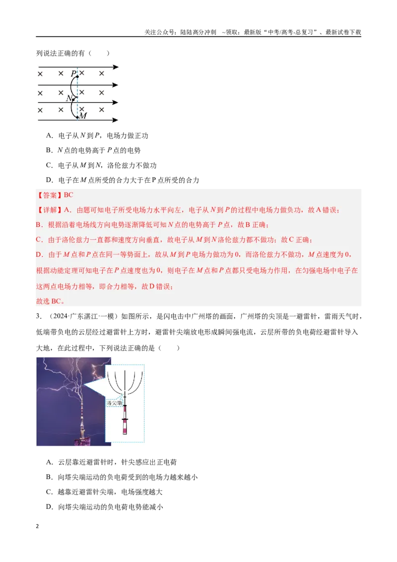 《专题06静电场（解析版）_04-物理-高考总复习_专项复习_2024年_2024年高考物理考点冲刺专练_资料_1-资料》第2页预览