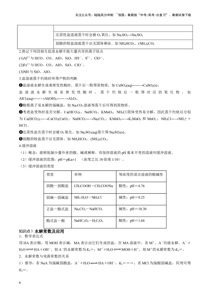 《第30讲盐类水解（讲义）（原卷版）_05-化学-高考总复习_一轮复习_2024年_2024年高考化学一轮复习讲练测(课件+讲义+练习)（新高考）_讲义+练习》第6页预览