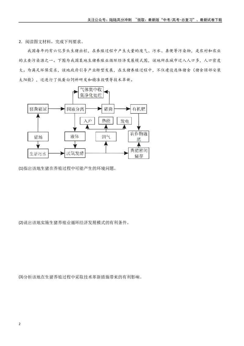 《专题19环境与发展（高频非选择题50题）-（全国通用）（原卷版）_07-地理-高考总复习_一轮复习_2024年_2024年高考地理一轮题型突破训练（全国通用）_资料_1-资料》第2页预览