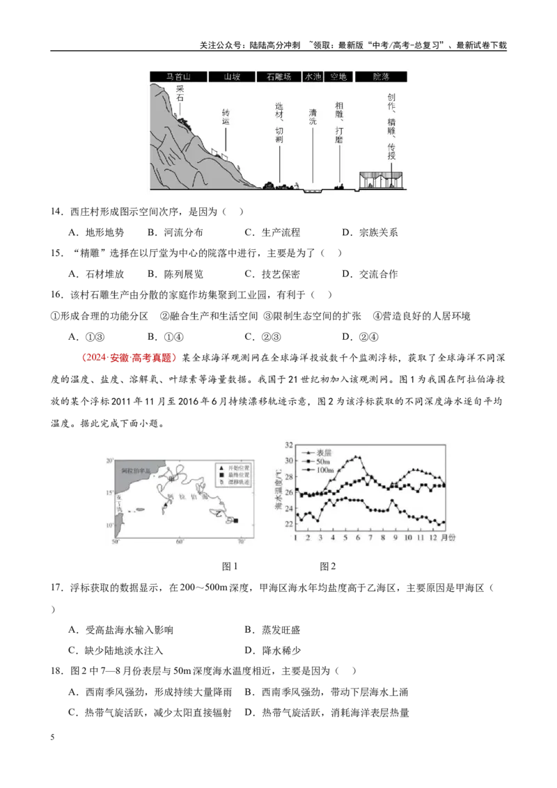 《专题18资源、环境与国家安全-（原卷版）_07-地理-高考总复习_专项复习_2025年_十年（2015-2024）高考地理真题分类汇编（全国通用）》第5页预览