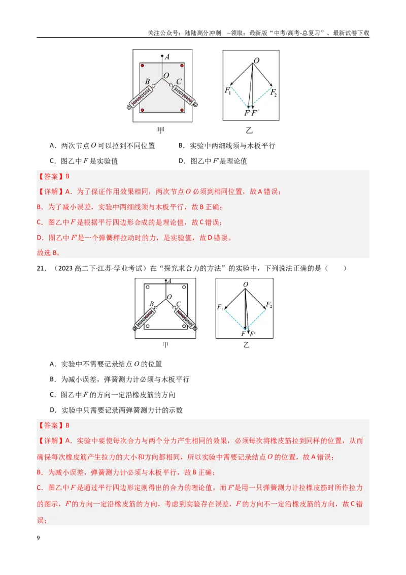 《专题07力的合成与分解（教师版）_04-物理-高考总复习_专项复习_2025年_2025年高中学业水平合格考物理真题分类汇编（全国通用）》第9页预览
