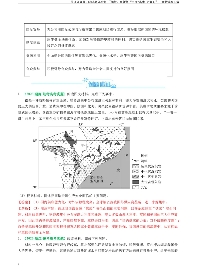 《专题29资源、环境与国家安全题类的解题模板（解析版）_07-地理-高考总复习_二轮复习_2024年_2024高考地理二轮复习热点题型归纳与变式演练解题电子版_资料》第4页预览