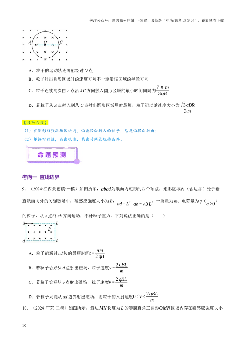 《专题10磁场带电粒子在磁场中的运动（讲义）（学生版）_04-物理-高考总复习_二轮复习_2025年_2025年高考物理二轮复习课件+讲义+练习（新高考通用）》第10页预览