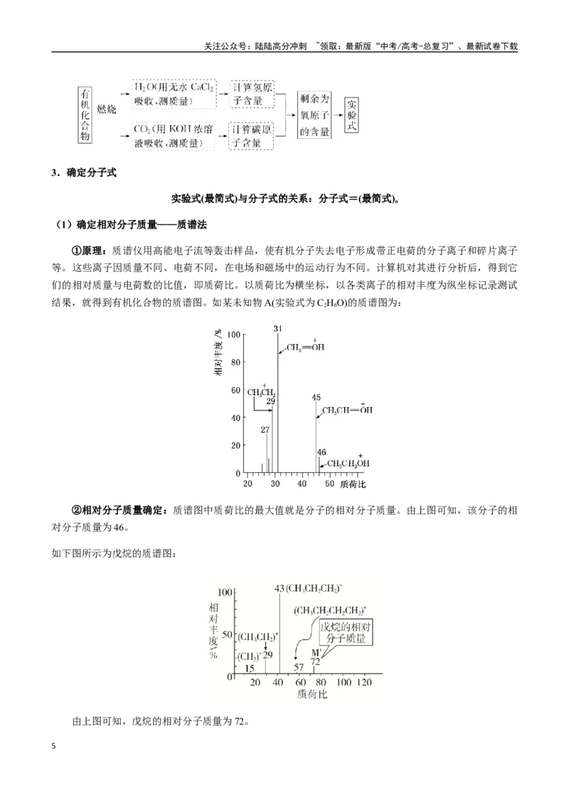 《考点54有机化合物的研究步骤和方法（教师版）（新教材新高考）_05-化学-高考总复习_一轮复习_2025年_2025年高考化学一轮·考点讲义练习复习讲义（新教材新高考）_资料》第5页预览