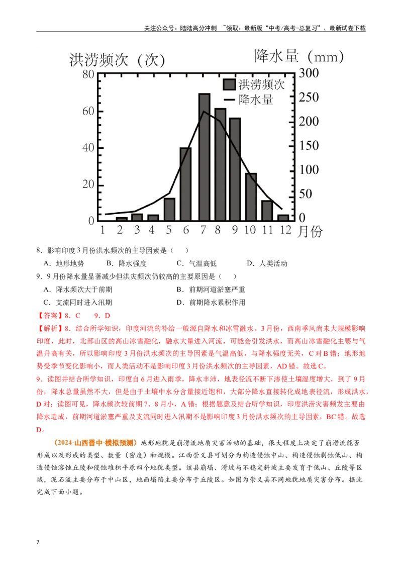《专题07自然灾害与地理信息技术（教师版）_07-地理-高考总复习_专项复习_2025年_2025年高考真题和模拟题地理分类汇编（全国通用）》第7页预览