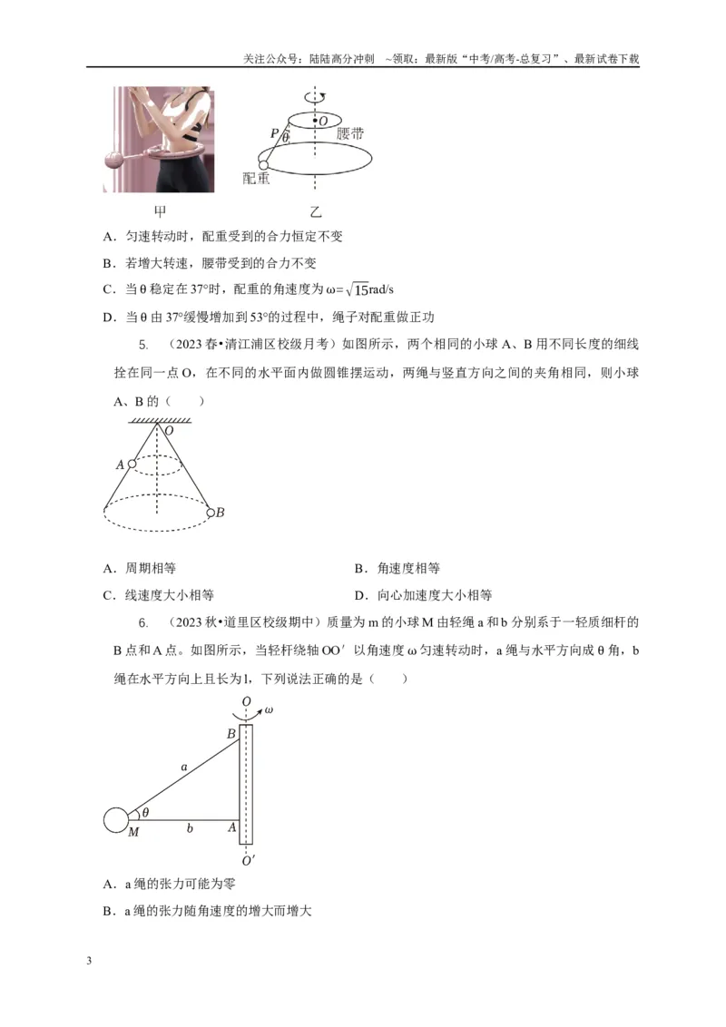 《专题10水平面内的圆周运动模型（学生版）_04-物理-高考总复习_专项复习_2025年_2025年高中高考物理模型与方法_资料_5高考常见模型与方法强化练》第3页预览